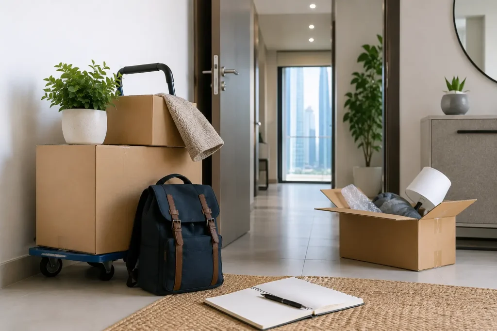 Moving day in a modern apartment

